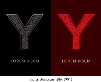 Y, Abstract Font, Text, Typography, concept luxury hot and dark, red and black, pattern, graphic vector.