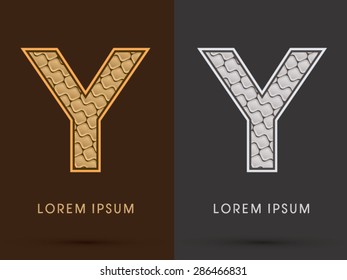 Y, Abstract Font, Text, Typography, concept  luxury gold and silver pattern, graphic vector