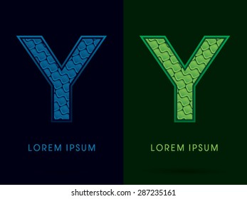 Y, Abstract Font, Text, Typography, concept luxury natural blue and green, pattern, graphic vector