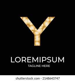 Y abstract gold logo design vector