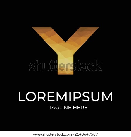 Y abstract gold logo design vector