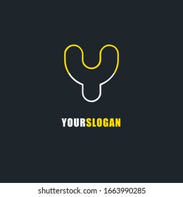 Y alphabet abstract linear logo round shaped elegant vector