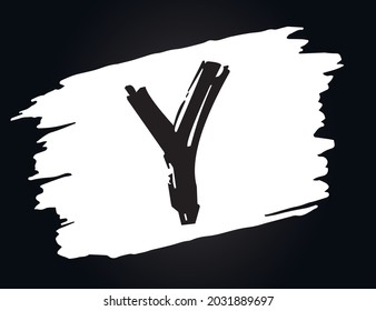 Y - Alphabet with brush effect and black background.