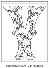 A y alphabet colouring page, montessori education vector