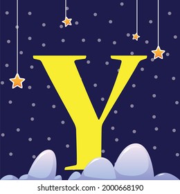 Y - Alphabet with dark sky and stars 