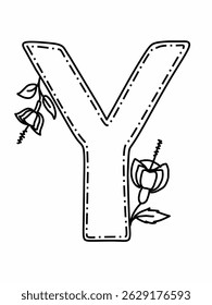 Y alphabet with flower decoration
