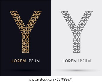 Y alphabet font from Gold triangle, logo, symbol, icon, graphic, vector .
