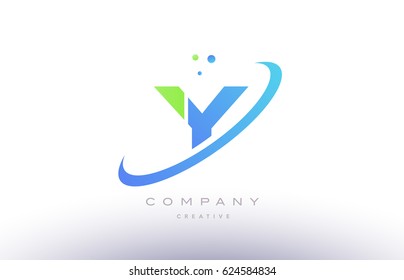 y alphabet green blue swoosh letter company logo vector icon design template