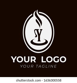 Y ALPHABET INITIAL CIRCLE COFFEE LOGO TEMPLATE
