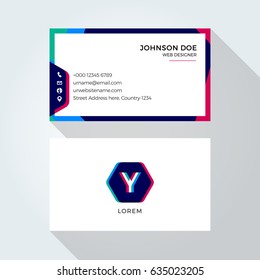 Y Alphabet Letter Abstract Colorful blending logo and business card template
