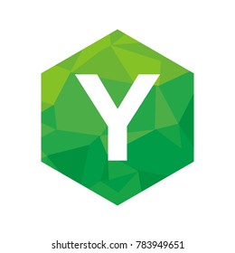 Y Alphabet letter with hexagon origami green unique logo eps 10 eps 8