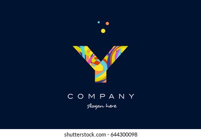 y alphabet letter logo colors colorful rainbow acrylic font creative text dots company vector icon design template