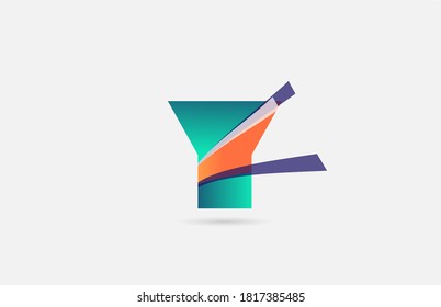 Y alphabet letter logo icon template. Creative line design for business and company in orange green colour