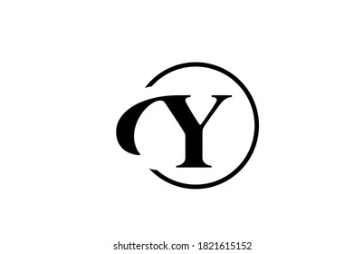 Y alphabet letter logo icon in simple black and white color. Elegant and creative circle design for company and business 
