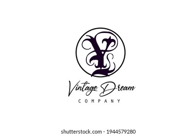 Y alphabet letter logo icon. Vintage design concept for company and business. Corporate identity in black and white with retro style