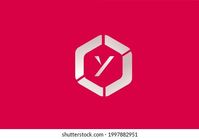 Y alphabet letter logo icon for business and company with polygon design. Suitable for a trendy or stylish polygonal logotype. Pink and white color