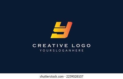 Y alphabet lettering creative minimal professional simple realistic vector black logo design with blue black gradient background template