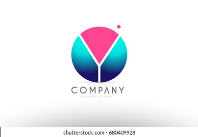 Y alphabet logo 3d blue sphere letter blue pink vector creative company icon design template modern