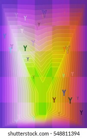 Y Alphabet vector background above colorful dream, charming band around arrangement