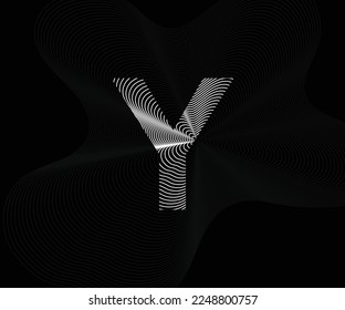 Y Alphabet Vector numerals. black and white color Abstract Wave Line in Alphabet
