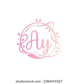 A Y AY Beauty vector initial logo, handwriting logo of initial signature, wedding, fashion, jewerly, boutique, floral and botanical with creative template