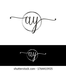 A Y AY Initial handwriting logo vector. Hand lettering for designs