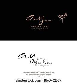 A Y AY Initial letter handwriting and signature logo. Beauty vector initial logo .Fashion, boutique, floral and botanical