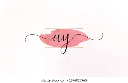 A Y AY initial logo signature template vector. Handwriting concept logo.
