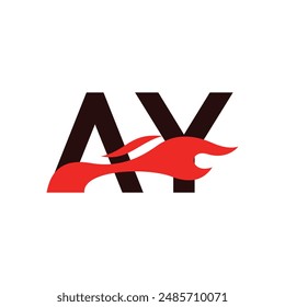 A Y AY logo monogram with fire shape combination vector template, Graphic Alphabet Symbol for Corporate Business Identity