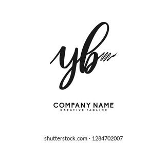 Y B Initial Handwriting Logo Template Vector