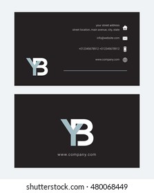 Y B letter logo design with card template