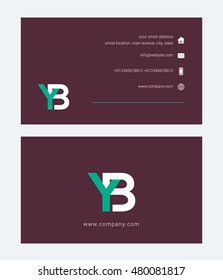 Y B Letter logo design with card template