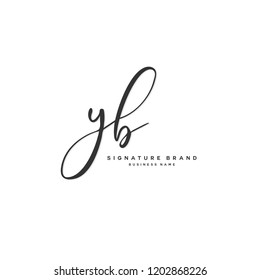 Y B YB Initial letter handwriting and  signature logo concept design