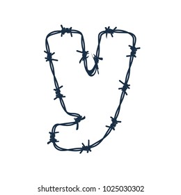 Y Barbed Wire Letter Logo Icon Design