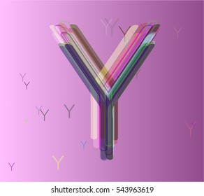 Y between alphabet and multicolor, creative picture
