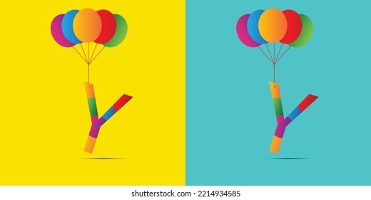 y birthday letter logo design with balloons for wish a birthday girl or boy