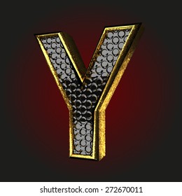y black letter with gold