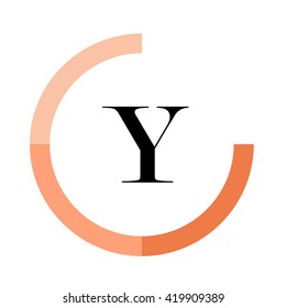 Y black letter , modern type of font , tree orange colors , simply alphabet like design identity