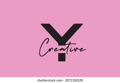 Y black pink alphabet letter logo icon design. Creative concept for business and company