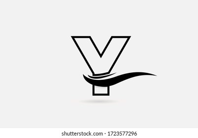 Y black and white alphabet letter logo icon for company and business with simple line design