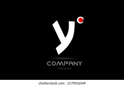 Y black and white alphabet letter logo icon design with japanese style lettering. Creative template for company and business with red dot