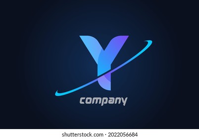 Y blue swoosh alphabet letter logo icon template. Creative design for company and business