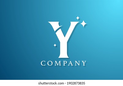 Y blaues Alphabet mit weißem Farbverlauf-Buchstaben Logo für Unternehmen. Branding-Design für Schrift und Unternehmensidentität. Vorlage für kreatives Symbol