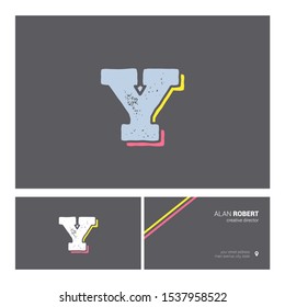 Y  bold letter logo design with Business card template 