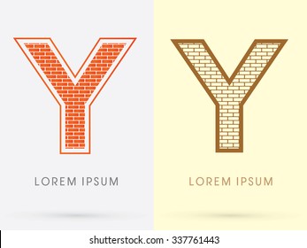 Y, Brick, Construction font graphic design.