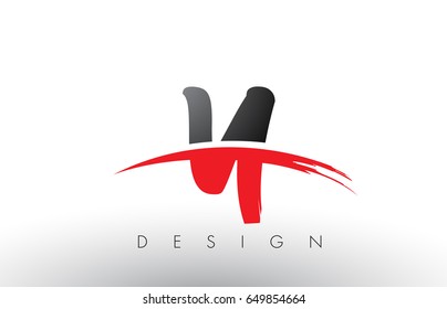 Y Brush Logo Letters Design with Red and Black Colors and Brush Letter Concept.