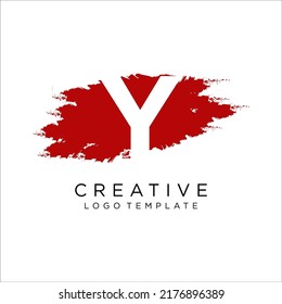 Y Brush Stroke Letter Logo Design. Black Paint Logo Letter Icon Design.