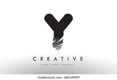 Y Brushed Letter Logo. Black Brush Letters design with Artistic Brush stroke design.