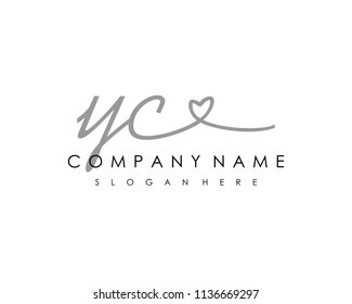 Y C Initial handwriting logo vector