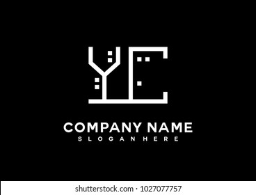 Y C initial logo template vector